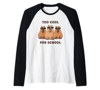 Too Cool For School - 3 Funny Sunglass Capybara Bosses Camiseta Manga Raglan