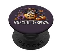 Too Cute To Spook Kitten Graphic For Cat Mom Halloween Cat PopSockets PopGrip Adhesivo