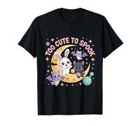 Too Cute To Spook Pastel Halloween Bunny Cat Bat Divertido Camiseta