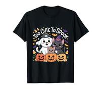Too Cute To Spook Pirata Perro Bruja Gato Halloween Divertido Camiseta