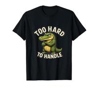 Too Hard To Handle Cocodrilo Cocodrilo Diseño Divertido Camiseta gráfica económica, Hombre, Negro, L