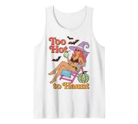 Too Hot to Haunt Halloween Witch Summer Humor Camiseta sin Mangas