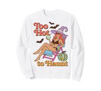 Too Hot to Haunt Halloween Witch Summer Humor Sudadera