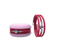 Too Late Pulsera Macaron para Mujer de Caucho con Encanto (Rosa fluo (amuleto STAR))