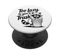 Too Lazy to Give a Trash Funny Panda Raccoon Meme PopSockets PopGrip Adhesivo
