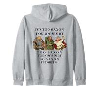 Too Saxon Funny Medieval Warrior Juego de Palabras Humor diseño Sudadera con Capucha