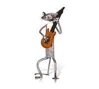 Tooarts Escultura de metal gato con guitarra figurita regalos para acción de gracias, navidad, manualidades y decoración del hogar