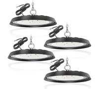 toobettp 4 Pack Lámpara LED Industrial UFO 300W, 24500LM Alta Bahía para Talleres, Luz Blanca Fría 6500K, Ahorro Energético, IP66 Foco LED Lámpara para Fábricas Aeropuerto Almacenes Garajes Patio