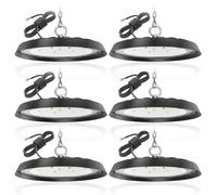 toobettp 6 Pack Lámpara LED Industrial UFO 100W, 8000LM Alta Bahía para Talleres, Luz Blanca Fría 6500K, Ahorro Energético, IP66 Foco LED Lámpara para Fábricas Aeropuerto Almacenes Garajes Patio
