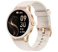 TOOBUR Reloj Inteligente Mujer Redondo, 40 mm Smartwatch Deportivo, Reloj Contador de Pasos Calorias, Compatible Android iOS, Responder Hacer Llamadas, Reloj Mujer Salud, IP68 Waterproof, Beige