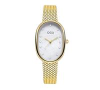TOOCAT Elegante reloj de cuarzo para mujer, esfera ovalada, cara de nácar, diseño minimalista delgado, correa de malla de acero inoxidable ajustable, reloj de pulsera de cuarzo impermeable para niñas