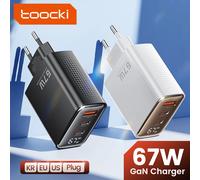 Toocki 67W GaN cargador pantalla Digital carga rápida 4,0 3,0 cargador USB rápido tipo C para ordenador portátil iPhone Samsung Xiaomi Realme POCO