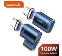 Toocki-Adaptador magnético OTG de 100W, convertidor de carga rápida magnético USB tipo C a tipo C para Samsung, Xiaomi, Huawei, Macbook y portátil Straight