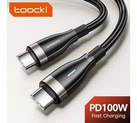 Toocki-Cable de datos de carga rápida PD 100W tipo C a tipo C para Huawei P50 Mate 40 30 20 Pro Xiaomi Samsung S23 22, indicador LED Pearl Nickel