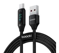 toocki Cable USB A a USB C de 1M, 66W 6A Cable USB-C Carga Rápida con Pantalla Led Trenzado para Huawei Mate 40/P50, Samsung Galaxy S23/S22, Xiaomi 13/Redmi - Negro