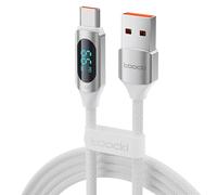 toocki Cable USB A a USB C de 1M, 66W 6A Cable USB-C Carga Rápida con Pantalla Led Trenzado para Huawei Mate 40/P50, Samsung Galaxy S23/S22, Xiaomi 13/Redmi - Blanco