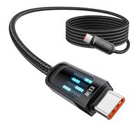 toocki Cable USB C a USB C 100W, 2M Cable Carga Rápida PD con LED Aluminio Trenzado Nylon Compatible con iPhone 17 Pro Max/16/15 Pro MAX/Galaxy S25 S24 / iPad/Huawei/Xiaomi/Switch, Negro