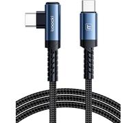 toocki Cable USB C a USB C 60W 2M, PD3.0 Tipo C 90 Grados, Trenzado, Azul | Carga Rápida, Cable 90° Largo, Nylon con Ángulo para iPhone 17/16 Pro Max/MacBook/iPad Pro/Galaxy S23/S22, Ideal Gaming/Casa