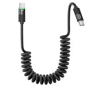 toocki Cable USB C en Espiral, 100 W, 1,8 m, Cabo USB C to USB C Carga Rápida con LED para Android Auto, Carplay, iPhone 17/iPhone 16 Pro Max/15 Series, Galaxy S25 S24 S23, Google Pixel, Xiaomi