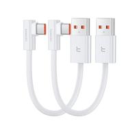 toocki Cable USB C USB A (2 Piezas, 0.25 m) 6A Cabo Cargador Tipo C 90 Grados Carga Rapida Compatible con Samsung Galaxy, Huawei Mate 60 Pro/Pro+ / Mate 50, Honor 70 Pro/Pro+ / 70/60, Xiaomi 14/14 Pro