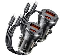 toocki Cargador Coche 33W, USB-C/A, PD & PPS, Cable C to C Incluido, Negro | Carga Rápida Coche, Doble Puerto para iPhone 17/16/15/Galaxy S23/iPad/Huawei/Xiaomi, Ideal Viaje