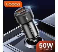 Toocki cargador de coche USB carga rápida 50W PD tipo C carga rápida USB C cargador de teléfono de coche 12v 24v para iPhone 1413 12 Xiaomi 13 12
