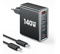 toocki Cargador USB C 140W, 4 Puertos GAN Rapido, Cable Incluido, Negro | PD 3.1 Carga Rapida, Carga Segura, Compatible con MacBook Pro/iPhone 17 Pro max/Galaxy S25/iPad/Portátil, Ideal Oficina/Viaje