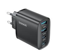 toocki Cargador USB-C 40W, 4 Puertos, QC 3.0, Carga Rápida para iPhone | Múltiple Enchufe Casa/Viajes, Compatible iPad/Galaxy S25/Android, Protección Segura, Diseño Compacto, Negro