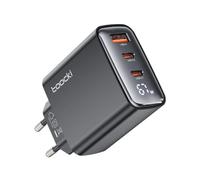 toocki Cargador USB C GAN 67W, 3 Puertos con Pantalla LED, Negro | Cargador Múltiple, Carga Rápida, Compacto y Portátil para viajes y oficina, Compatible con iPhone/MacBook/Huawei/Xiaomi/Oppo