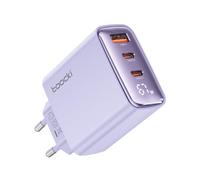 toocki Cargador USB C GAN 67W, 3 Puertos con Pantalla LED, Violeta | Cargador Múltiple, Carga Rápida, Compacto y Portátil para viajes y oficina, Compatible con iPhone/MacBook/Huawei/Xiaomi/Oppo