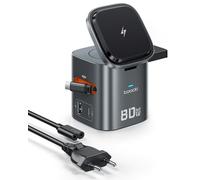 toocki Estación de Carga 80W, Cargador GAN 6 Puertos con Cable Retráctil Rápido, Adaptador de Pared con USB-C y USB-A Compatible con MacBook, iPhone 17 Pro MAX, Galaxy S24/S23