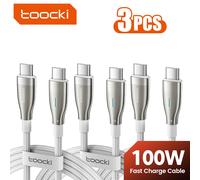 Toocki - Juego de 3 Cables USB-C a USB-C de 100W para Carga Rápida y Transferencia de Datos, Compatibles con iPhone 17, 16 Pro, Samsung S25, Xiaomi, Huawei Pearl Nickel
