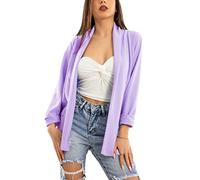 Toocool Blazer Mujer Abierto Oversize Manga 3/4 Elástico Primavera Verano Chaqueta VI-80021 [Talla única, Lila]
