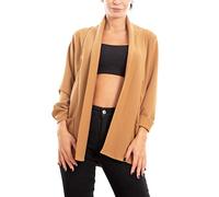 Toocool Blazer Mujer Abierto Oversize Manga 3/4 Elástico Primavera Verano Chaqueta VI-80021 [Talla única, Camello]