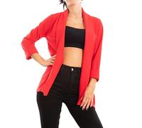Toocool Blazer Mujer Abierto Oversize Manga 3/4 Elástico Primavera Verano Chaqueta VI-80021 [Talla única, Rojo]