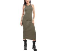 Toocool Vestido Midi de Camiseta de Tirantes Costillas Remero Verano Vestido Ajustado VI-3440, verde militar, S-M