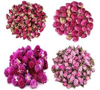 TooGet Flower Petals and Buds Incluye Rosa Roja, Bola de Peonía, Gomphrena globosa, Flores de Melocotón y Flor a Granel de Té Verde para Hacer Aceite Botánico, Tipo de Manualidades.