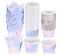 TOOINKCV 150 Piezas para Magdalenas, Tazas de Papel para Cupcakes, Moldes de Hornear para Muffin y Fiestas de Cumpleaños