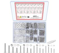 TOOINKCV 680 piezas M3 M4 M5 M6 Acero Inoxidable Tornillos de Máquina y Surtido de Tornillos con Kit de Tuercas y Arandelas,Conjunto de Tornillos de Cabeza de Lente con Tuercas y Arandelas