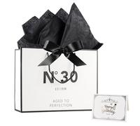 Tookala Bolsa de regalo de papel blanco para 30 cumpleaños, bolsa de regalo con cinta de seda, 32 x 25 x 11 cm, tamaño bolsa de regalo con tarjeta y gasa de perlas, bolsa de regalo Happy 30th Birthday