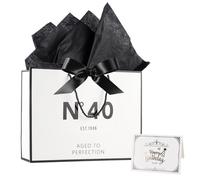 Tookala Bolsa de regalo de papel blanco para 40 cumpleaños, bolsa de regalo con cinta de seda, 32 x 25 x 11 cm, tamaño bolsa de regalo con tarjeta y gasa de perlas, bolsa de regalo Happy 40th Birthday