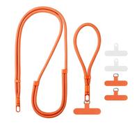 tookala Cadena universal para teléfono móvil, correa larga y corta, con 4 parches universales, correa para teléfono móvil combinable, ajustable y extraíble, naranja, Talla única