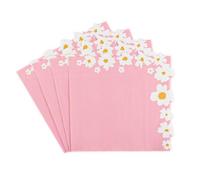 Tookala Servilletas de papel de naftalina de color rosa con estampado de margaritas blancas, servilletas de papel desechables, servilletas de papel de naftalina, servilletas de papel de 33 x 33 cm, 2