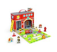TOOKY 921 TY203 EA Wooden Fire Station Box, Multi-Colored