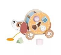 Tooky Toy: 2 en 1 perro de madera arrastrable con clasificador de formas