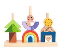Tooky Toy: Juego de construcción Montessori de madera - Excursión de día y noche