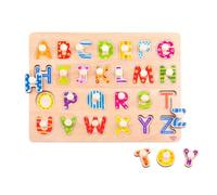 Tooky Toy Juego de Encaje de Letras Juguete de Madera Colorido Estimula el Aprendizaje de los Alimentos y Lógica Matemática Asociando Formas