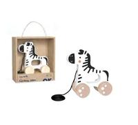 Tooky Toy Juguete de madera con 4 ruedas, a partir de 18 meses, color: blanco