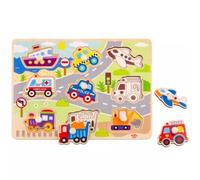 Tooky Toy: Rompecabezas de formas con agarradera, 9 piezas - Vehículos