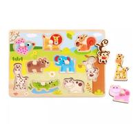 Tooky Toy: Rompecabezas de formas con asa, 9 piezas - Animales Salvajes